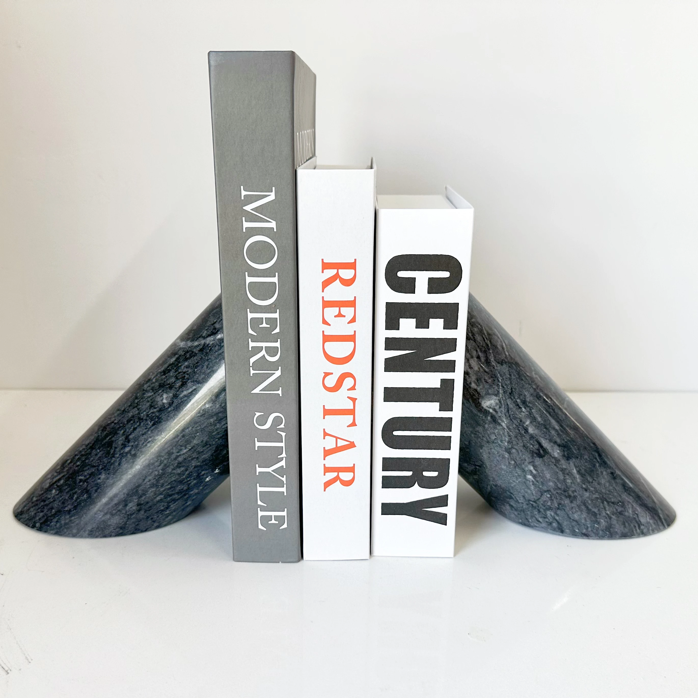 HZX Modern Home Decor Bookend Cloud Style Natural Cream Beige Travertine Marble Polished Bookshelf Book Holder