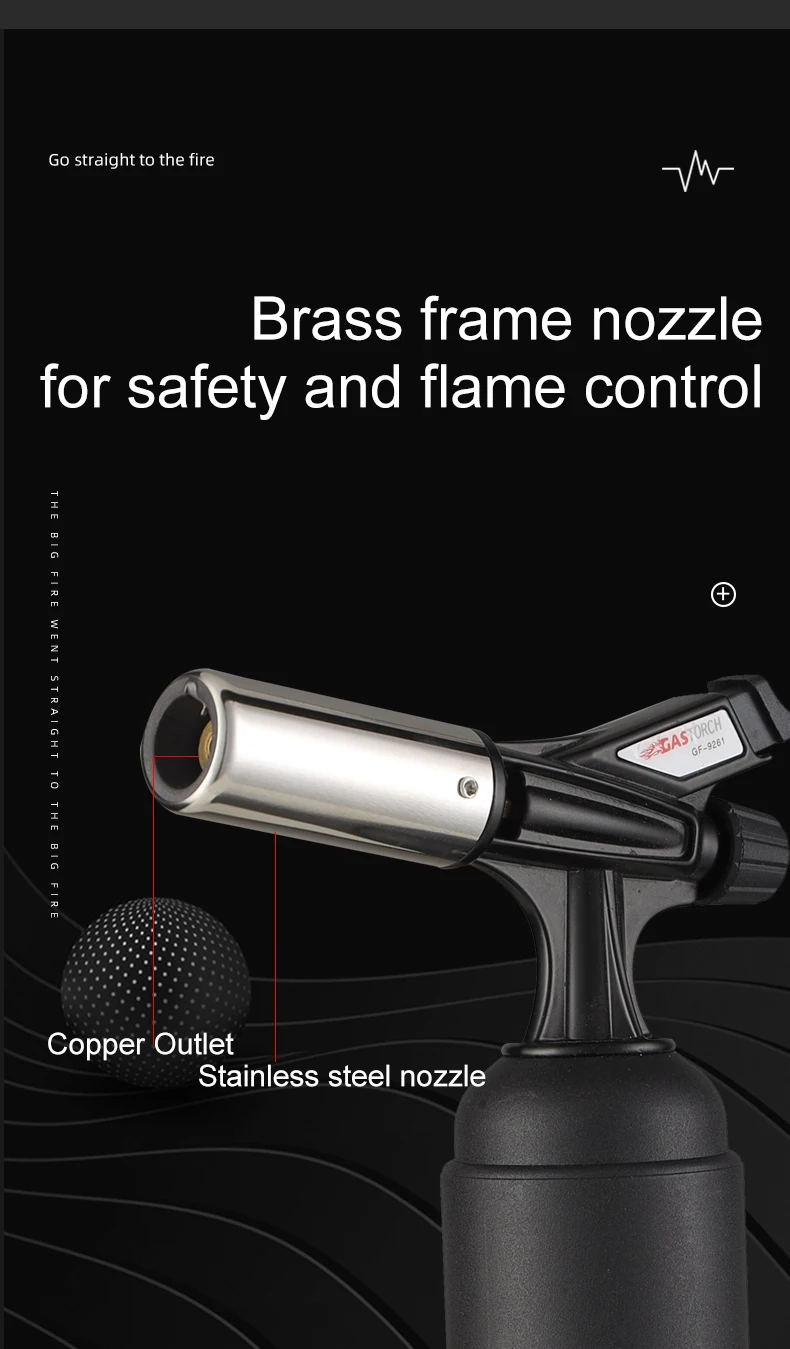 Gf-9261 Camping Torch Lighter Unique Big Flame Jet Flame Gas Gun Shape Butane Torch Lighter for Culinary