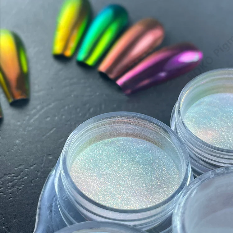 High Quality Nail Chrome Powder Private Label Aurora Chameleon Chrome Nail Powder For Nails