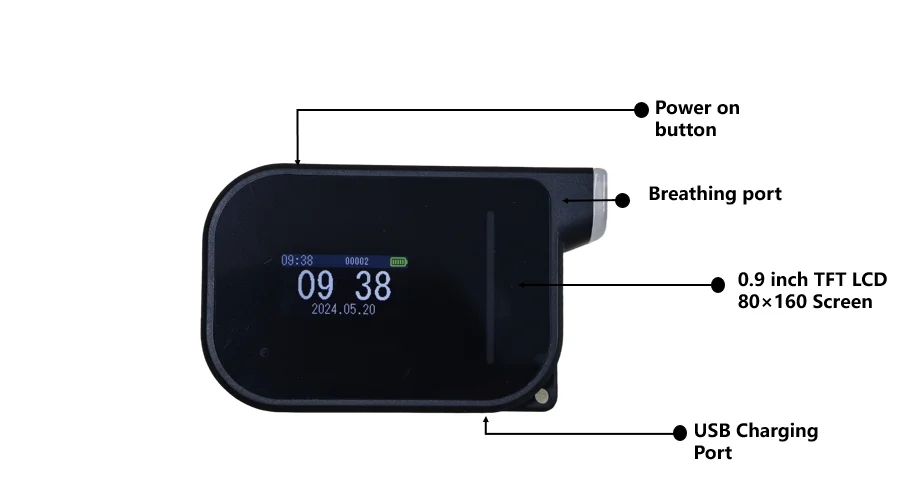 Keychain Alcohol Tester USB Rechargeable Alcohol Tester Digital Breathalyzer HA 01
