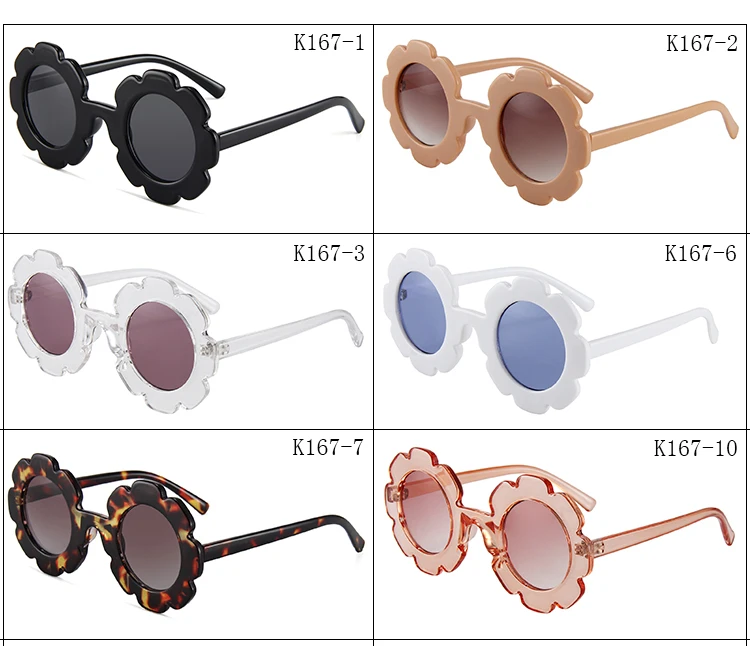 2024New Sun Flower Round Cute Kids Sunglasses UV400 for Boy Girls Toddler Lovely Baby Sun Glasses Children Oculos De Sol