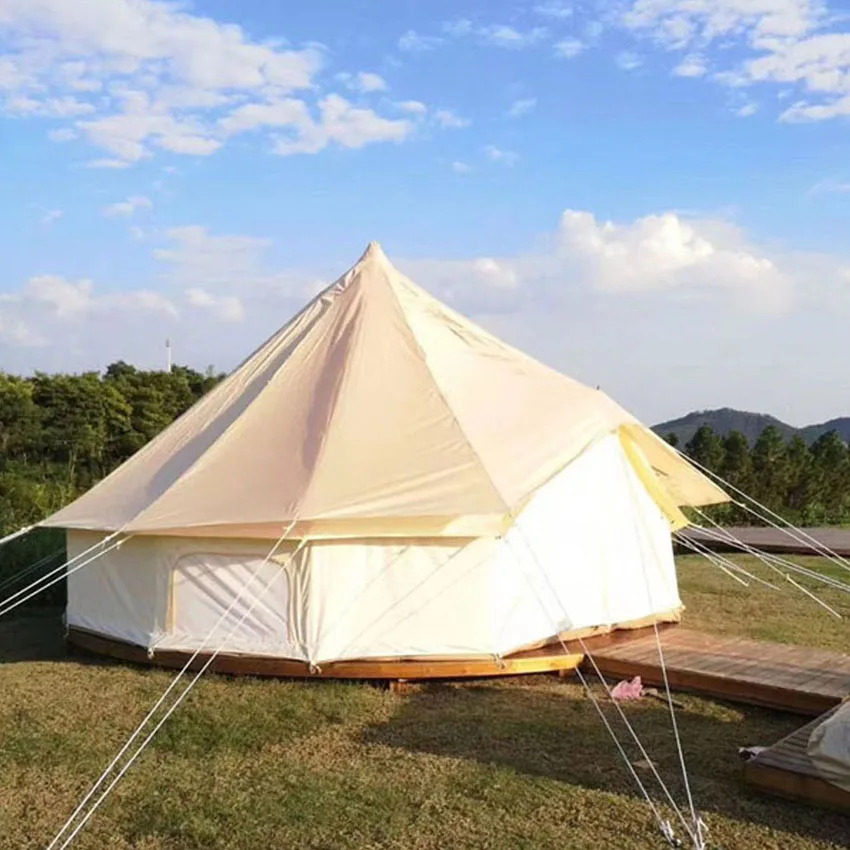 New Arrival Luxury Large Size 5M 6M Teepee Yurt Glamping Tent Outdoor Family Camping Canvas Bell Tent