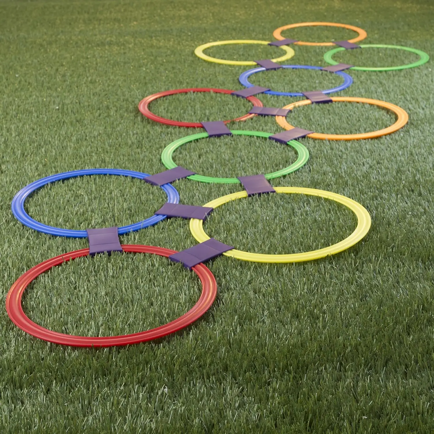 Wellshow Hopscotch Ring Game-10 разноцветных пластиковых колец и 15 разъемов для внутреннего или наружного использования-веселый креативный игровой набор