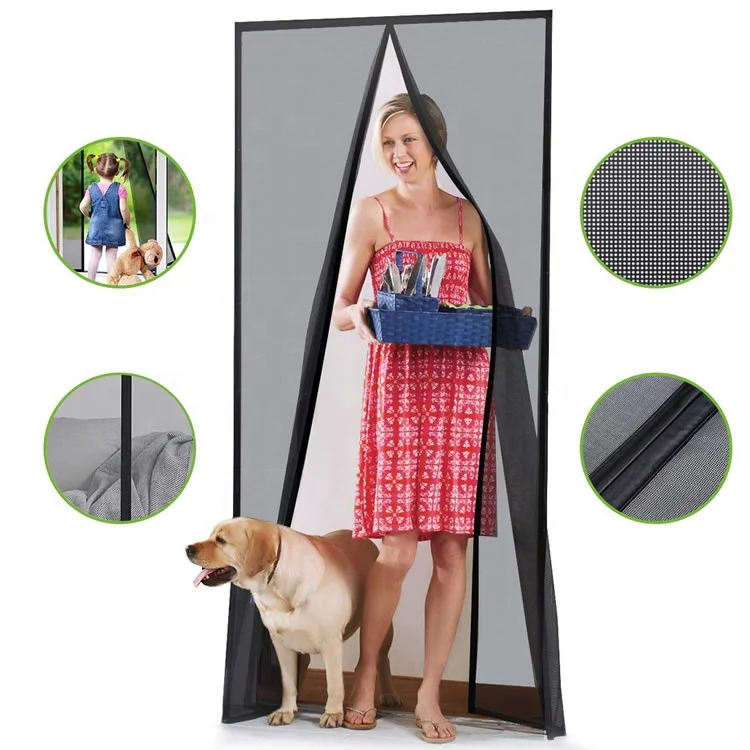 2024 New Magnetic Mosquito Door Nets Proof Screen Door Polyester Curtain Mosquito Net for Door Modern Automatic Fiberglass HJX