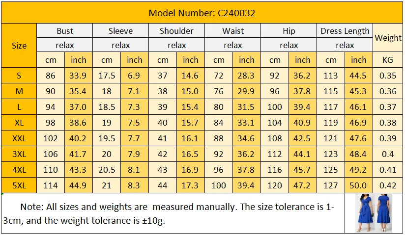 C240032 Plus Size Midi Career Dress Short Sleeve Irregular Swing Waist Work Party Dresses
