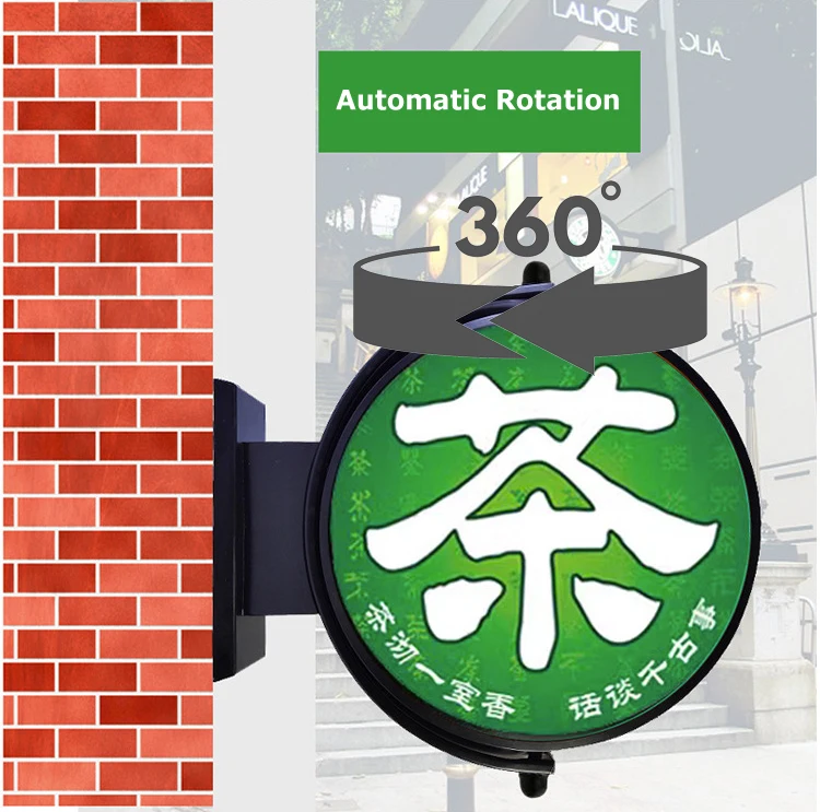 Outdoor waterproof 360 rotating sign business logo sign round blade lightbox double Sided lighting projecting LED light box sign