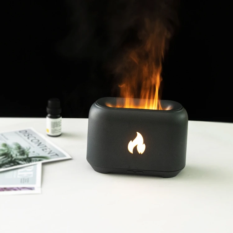 Wood Grain 7 Color LED 150ml Aromatherapy Essential Oil Diffuser Ultrasonic 3D Fire Flame Air Humidifier Aroma Diffuser