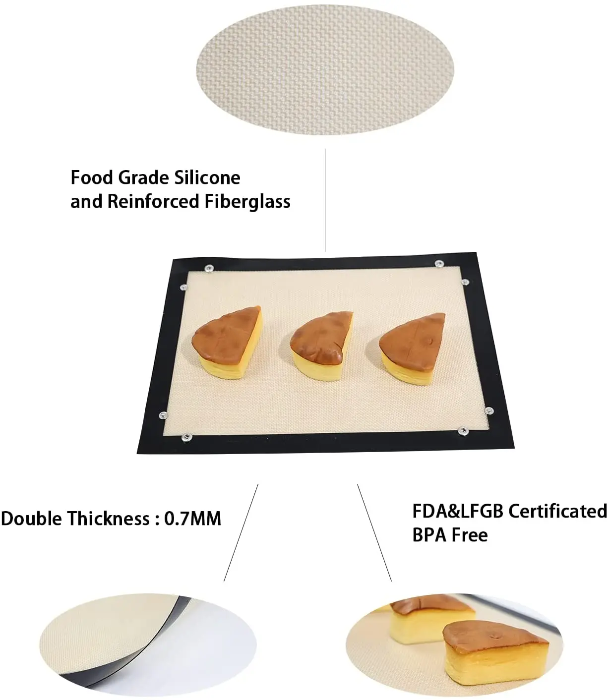 Easy Clean No Leak Fits Half Sheet Pans Non Stick Silicone Clear Baking Mat