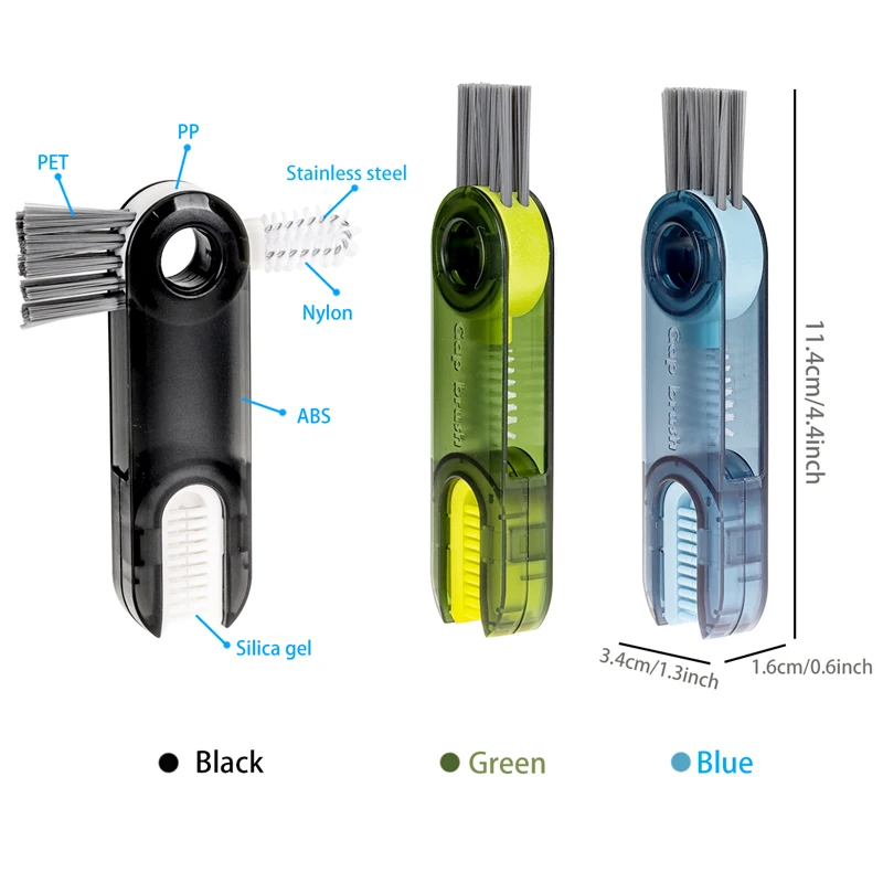 3 In 1 Rotating Crevice Clean Brush Keyboard Cleaner Small Cleaning Tool For Lid Multifunctional Cup Bottle Washing Brush