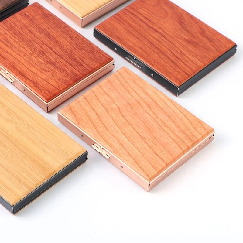 High Quality Wooden Cigarette Box Small Collectable Square Metal Wooden Cigarette Case 9 Pcs