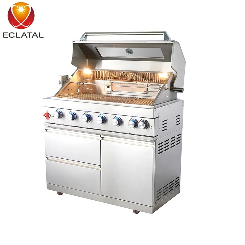 Modern Camping Trolley Stainless Steel Barbecue Grill Outdoor Portable BBQ Gas Grill