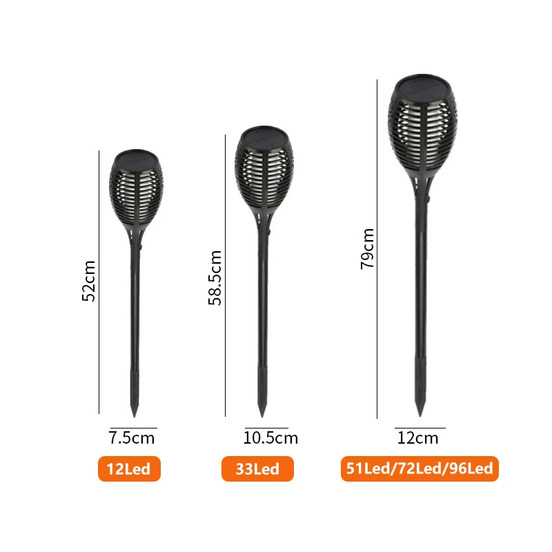 High Quality Outdoor waterproof 33/51/72/96 led solar power flame torch light for decorative courtyard landscape garden pathway