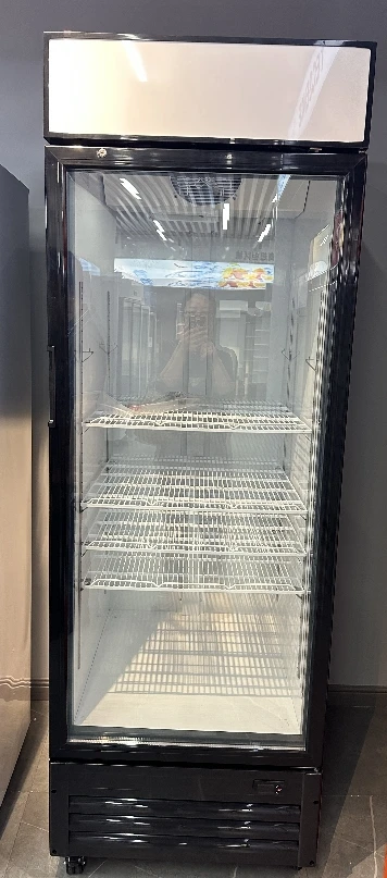 slim upright cooler convenience store supermarket  beverage display  cooler commercial single door vertical fridge for drinks