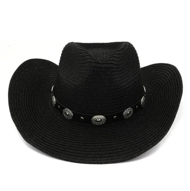 Customized Logo  European American Style Women Summer colombian sombrero straw cowboy hat