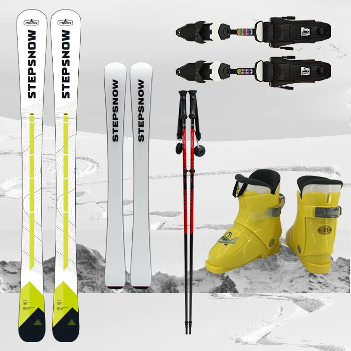 New design snow ski manufacturer multiple colors sizes child skis set boots bindings poles good quality