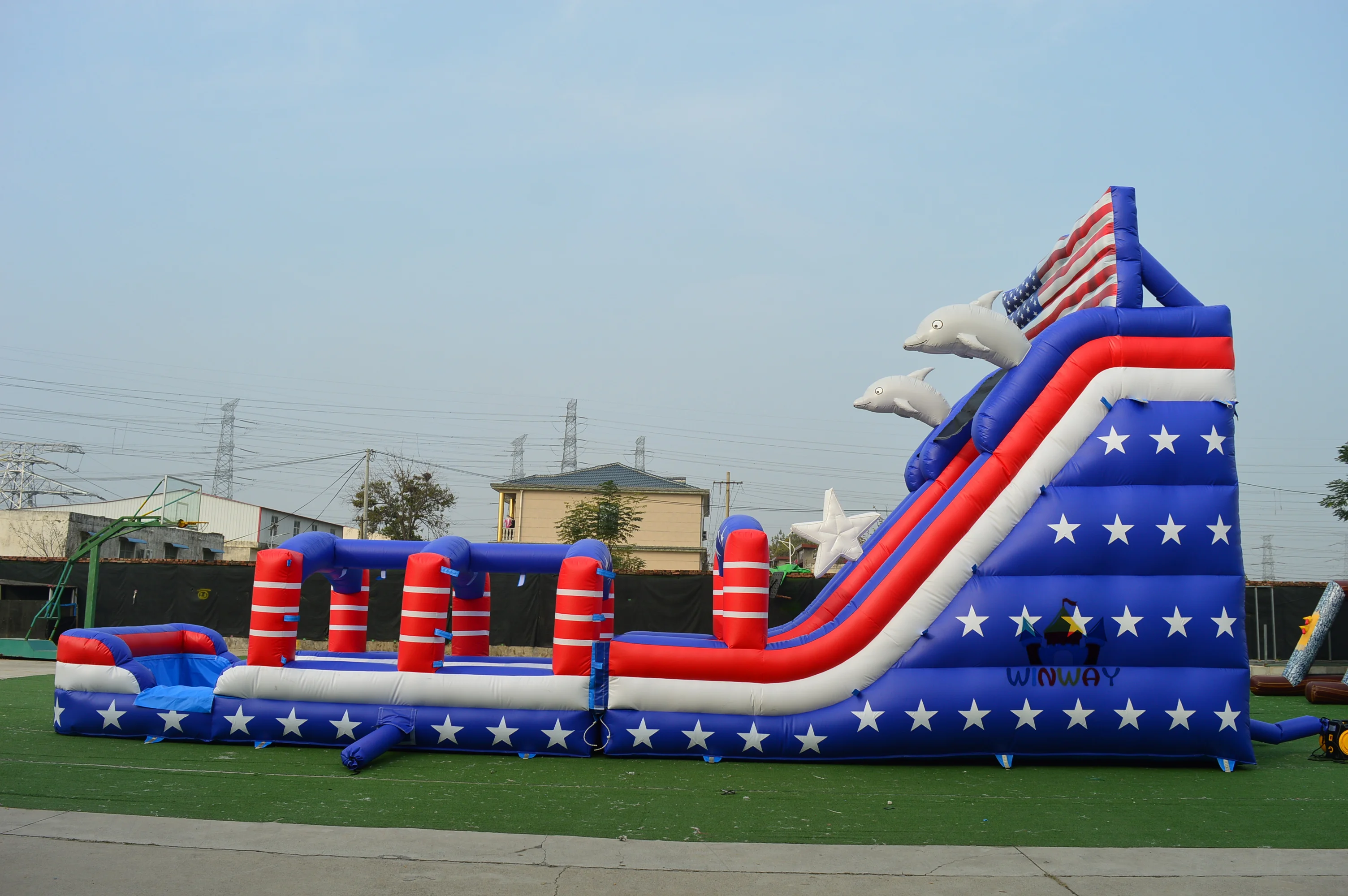 commercial inflatable slip and slide inflatable with slide dolphin giant inflatable water slide