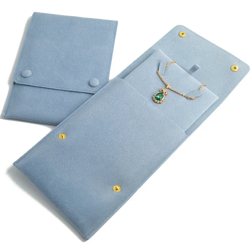 Good quality double snap fastenings plus inner card plate jewelry cloth bag earrings khaki necklace pendant bag