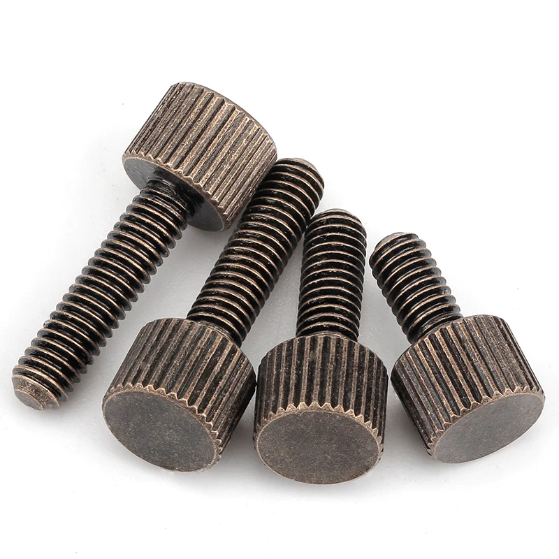 Bronze Single Head Knurled Hand Screws Cylindrical Head Hand Screw Manually Tightened Bolts Small Flat Head Adjusting Bolt