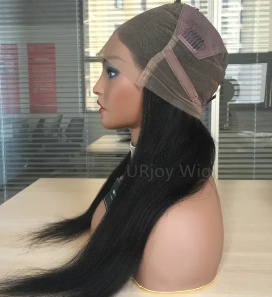 Natural Color Yaki Straight 100 Human Hair Brazilian Virgin Hair Celebrity Wigs Full Lace wig for Black Woman Free Shipping