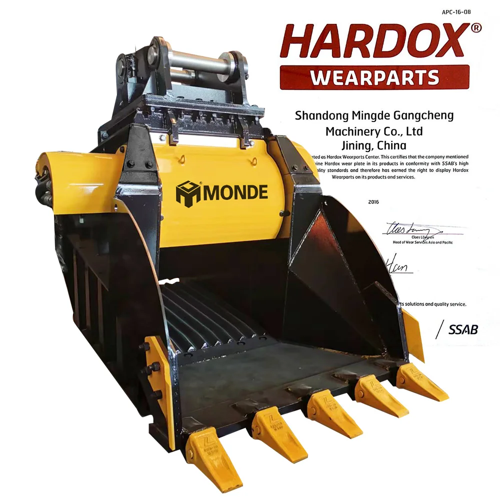 MONDE Excavator Jaw Crushing Bucket Hydraulic Stone Crusher Mounted On Excavator