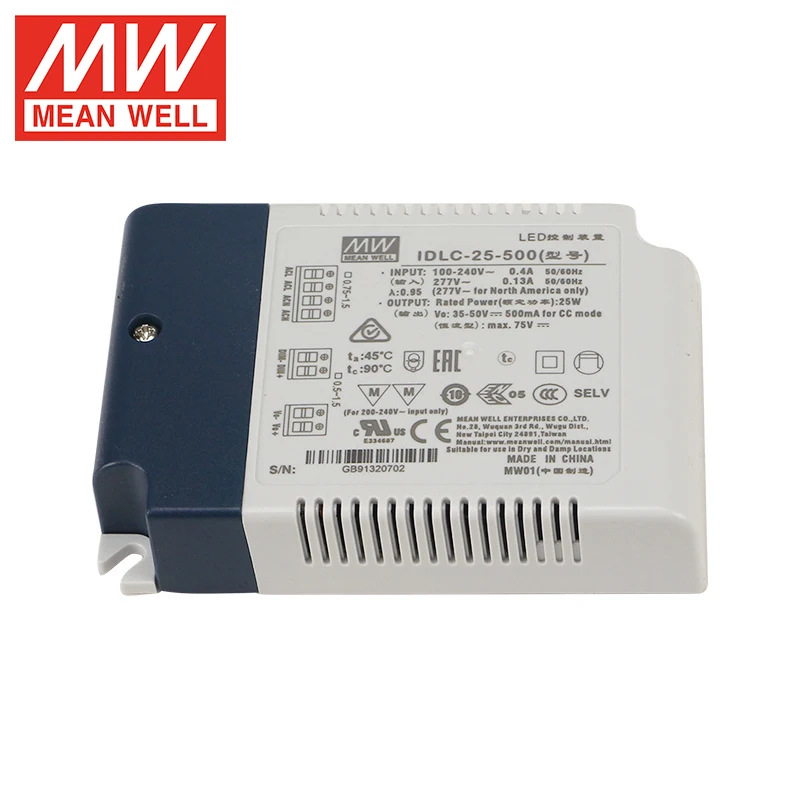 MEAN WELL IDLC-25-500 25W 500mA Constant Current AC DC Mode LED Drivers