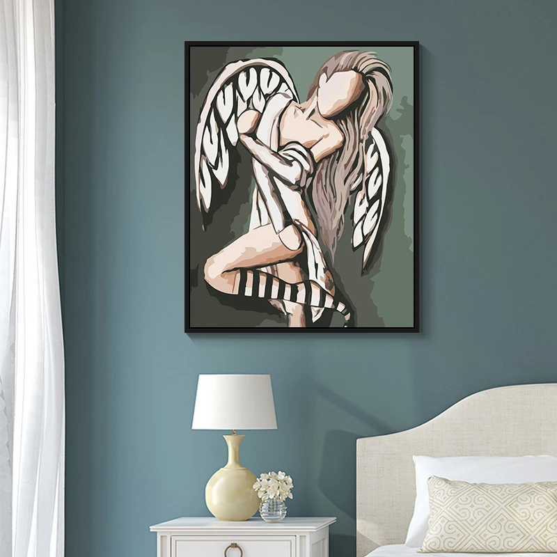 Home Decoration Beautiful Girl Wings Angel Paint By Numbers Hand-Painted Kids Abstract Art Canvas Painting Kid Paint