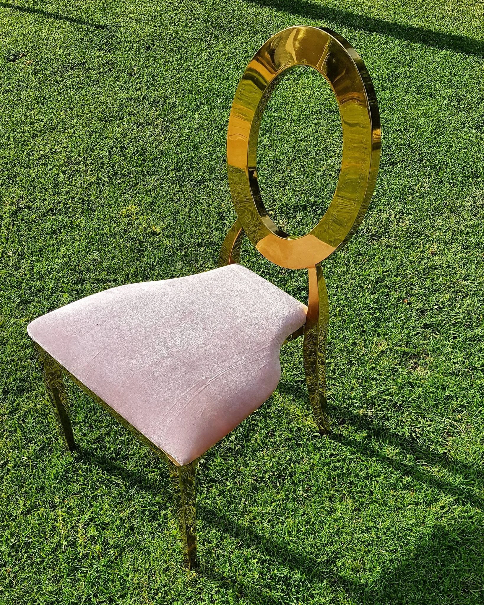 Luxury gold metal chair frames pink velvet wedding banquet dining chair series