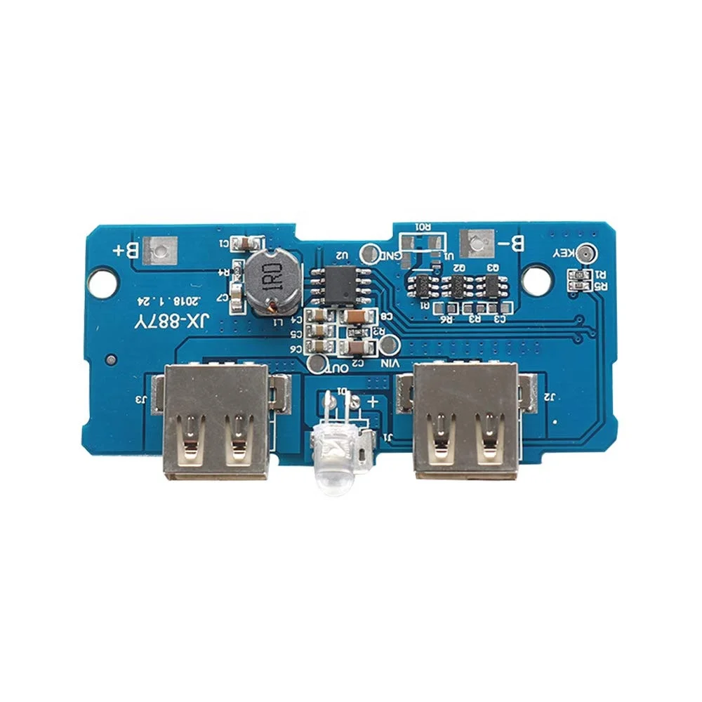 Dual Micro USB 3.7V to 5V 2A Mobile Power Bank DIY 18650 Lithium Battery Charger PCB Board Boost Step Up Module With Led