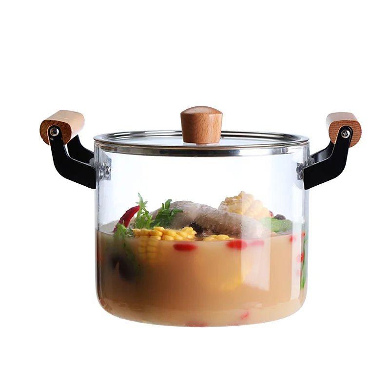 High Borosilicate Glass Transparent Flame-proof Glass Pot With Lid High Quality Glass Pots For Cooking