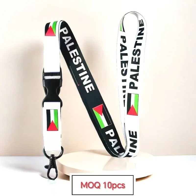 Factory Wholesale Custom Logo Palestine Flag Keychain Lanyard Polyester Lanyard With Different Countries