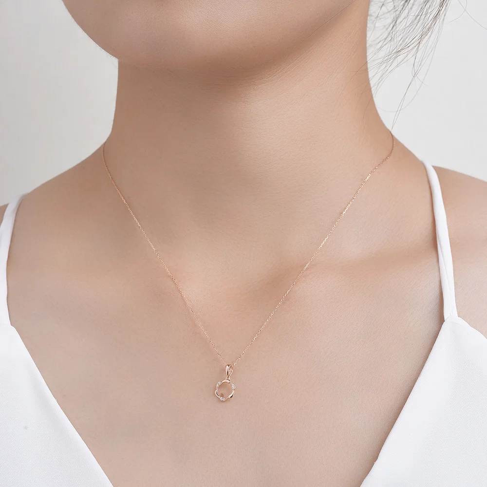 kuololit Gold Necklace For Women Genuine 14K 585 Rose/Yellow/White Gold Necklace Chain Initial Diamond Necklace Fine Jewelry