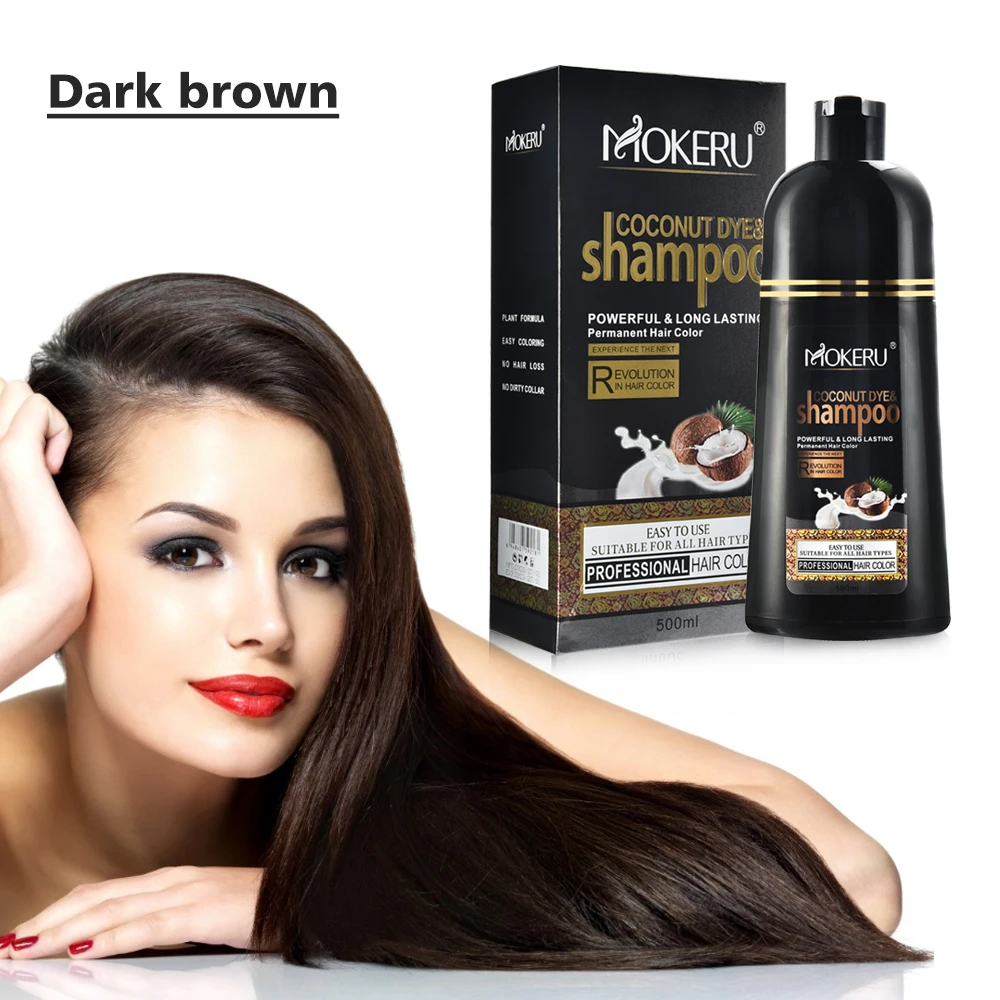 Guangzhou Hair Dye Manufacturer Rose Gold With Low Ammonia Mokeru Hair Color Shampoo Dark Brown Permanent Hair Dye Shampoo