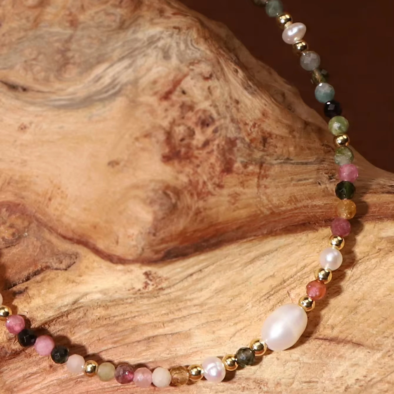 Bestone Elegant Holiday Gift Event Giveaway Malachite Freshwater Pearl Tourmaline Faceted Crystal Healing Bracelet