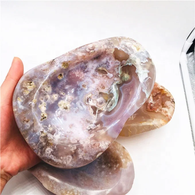 new product natural crystal bowl polished quartz cherry blossom agate quartz ashtray