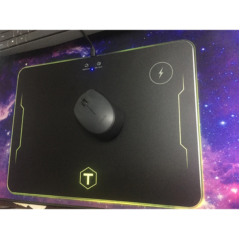 Водонепроницаемый компьютерный коврик для мыши, светодиодный Rgb коврик для мыши с беспроводной зарядкой