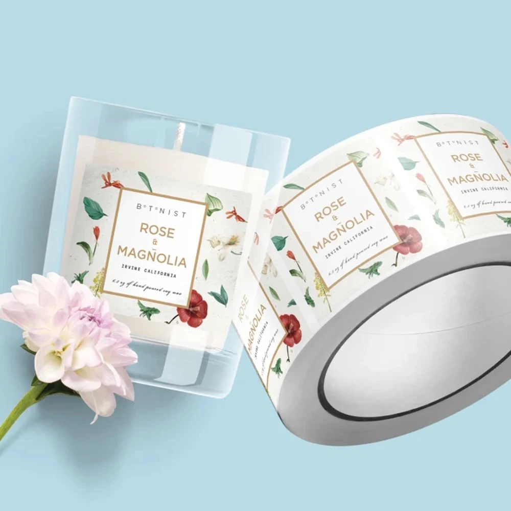 Custom Printed Cosmetic Adhesive Paper Roll Logo Stickers Packaging Labels For Beard Oil Bottle