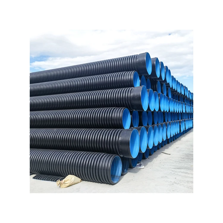 Socket Joint Plastic PE100 SN8 12 inch 300mm Black Drainage 1200mm Corrugated Pipe HDPE Price