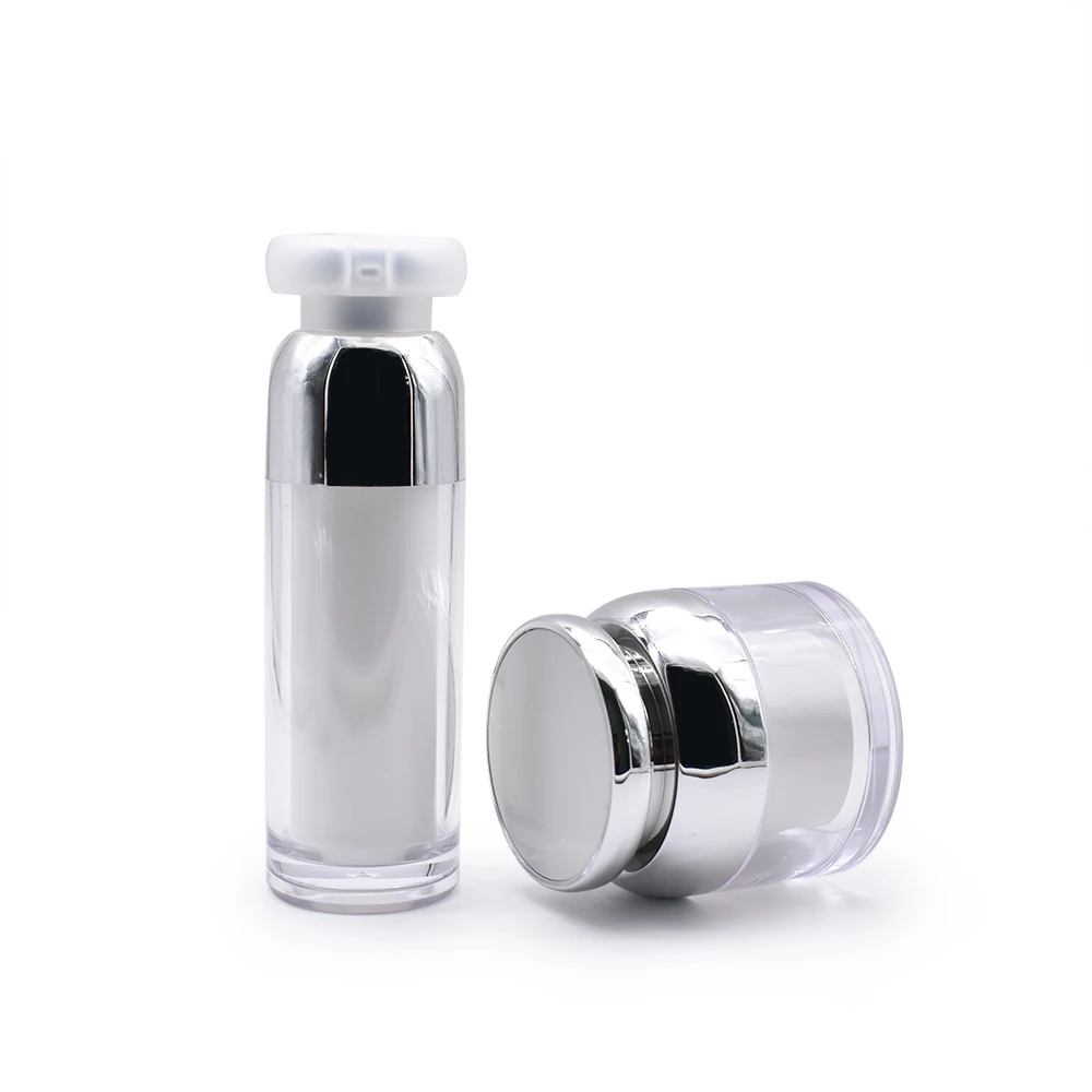 Strapless design Vacuum press Acrylic Airless cream jar with cap lotion bottle set