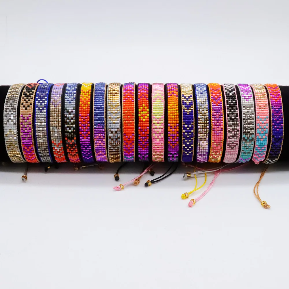 Boho Women Multiple Colors Handmade Jewellery Adjustable Miyuki Seed Beaded Woven Bracelets Gift