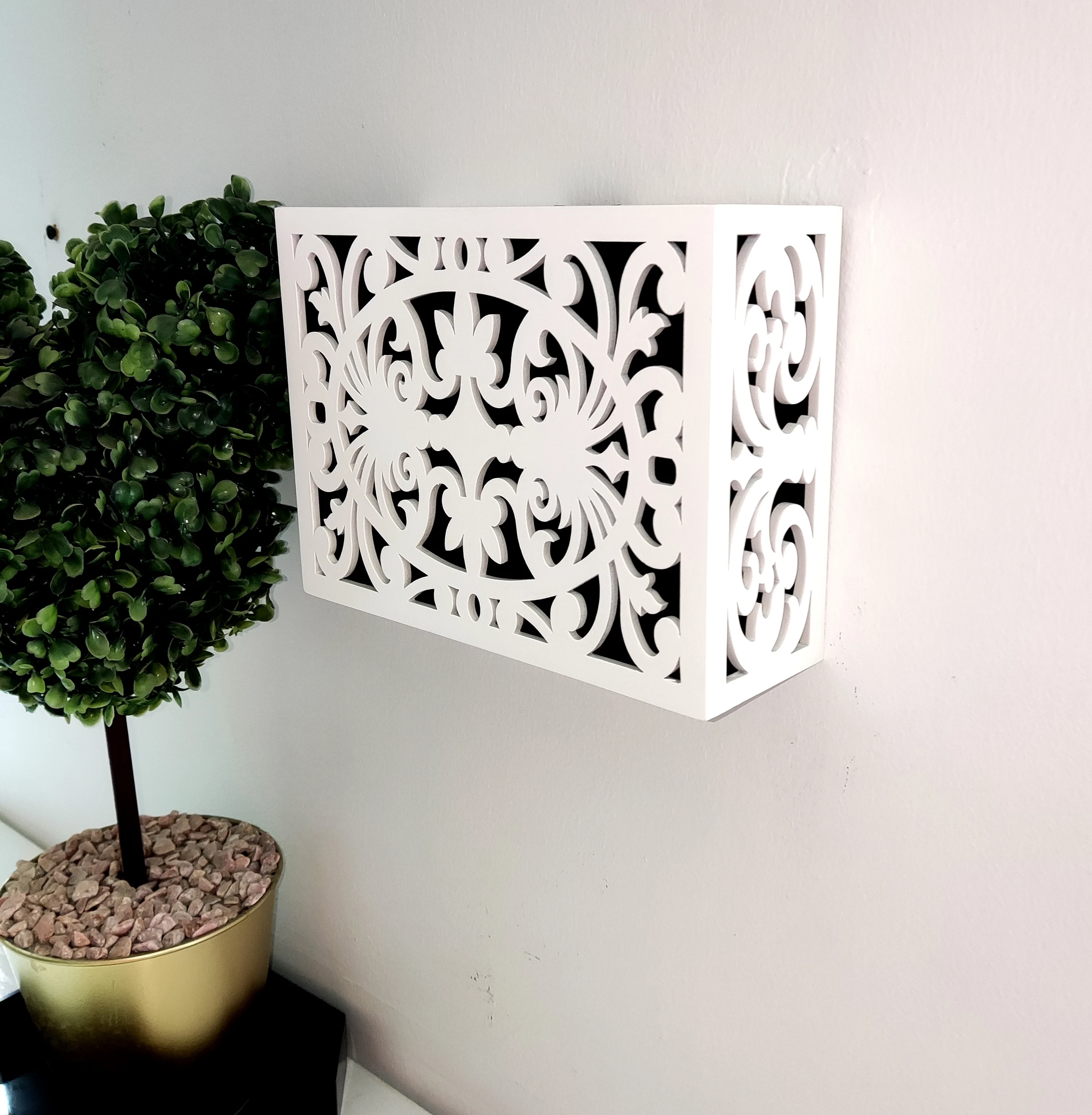 Customized Laser Cut Indoor Decorative Wooden Boxes Doorbell Chime Covers Box For Gifts  Carved Geometric Wood Wall Art