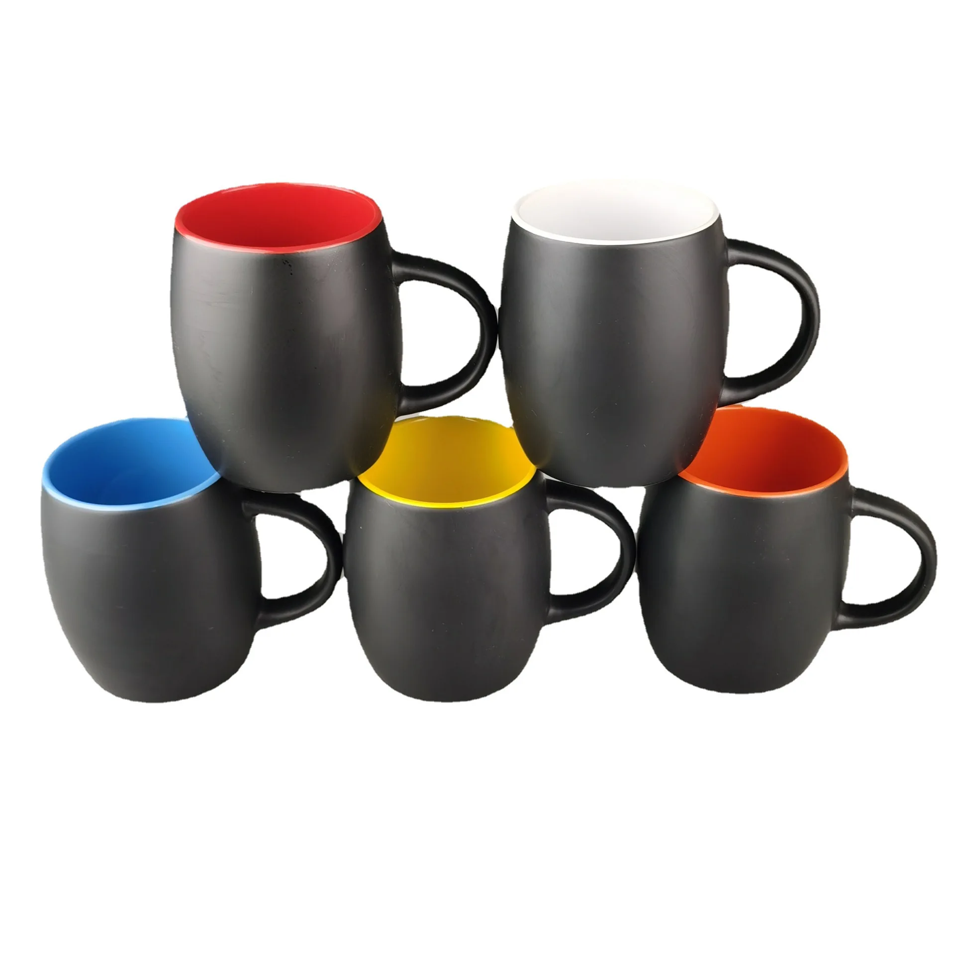 GZYSL Wholesale Large Capacity Stoneware Tea Beer Cup Custom Logo Printed Both Color Glazed Ceramic Coffee Mug Wine Barrel Cup