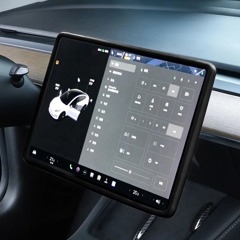Center Console Protective for Tesla Model 3 Silicone Rubber Frame Screen Protectors for Tesla Model Y