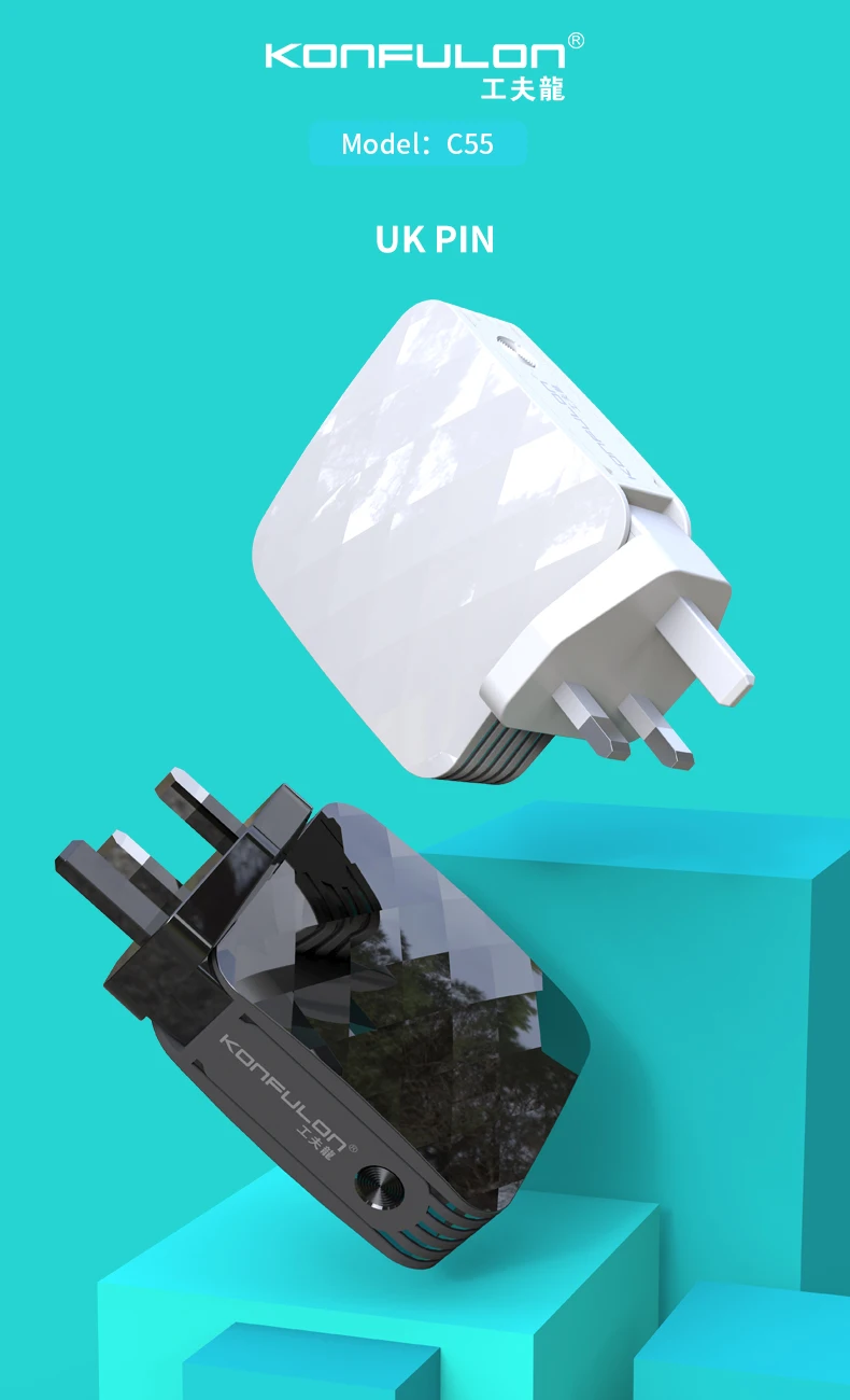 Konfulon Most Popular Products Built-in Charger Plug Adapter Cable Portable Mini Power Bank 5000mah Handybrite Mini Powerbank AC