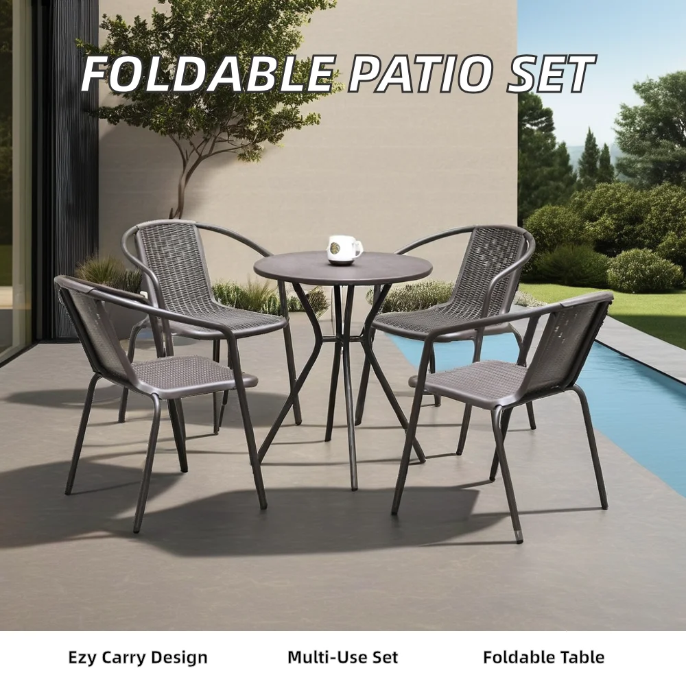 Multifunctional Outdoor Dining Set Folding Plastic Patio Table and Chair for Restaurant Park Hotel Made in China