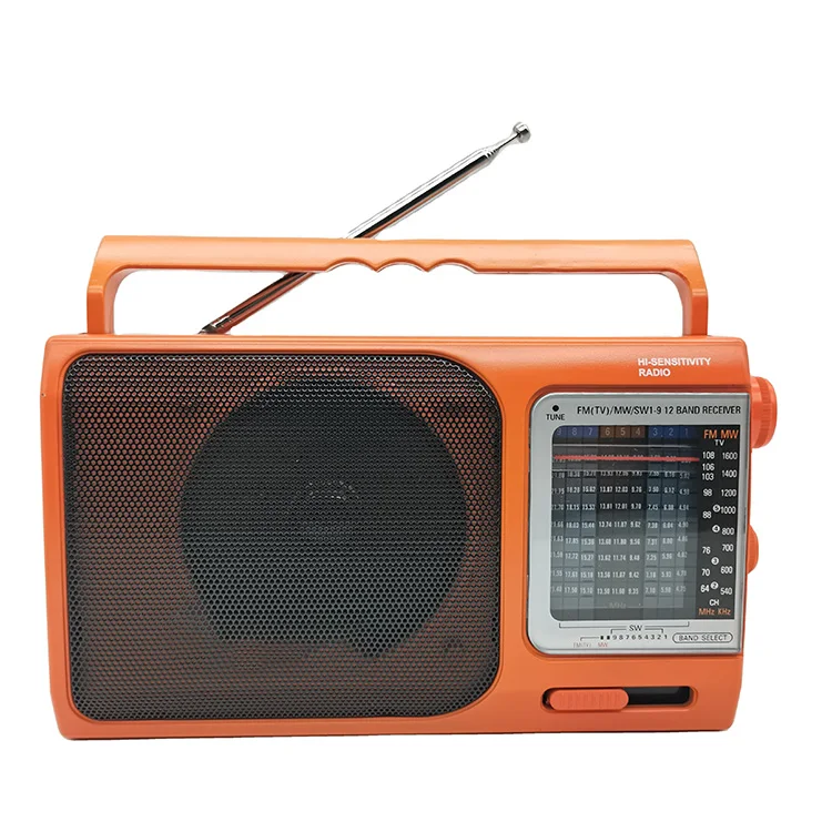 Portable 10 band analogue  radio Hot selling sensitivity world receiver  with handle built-in speaker