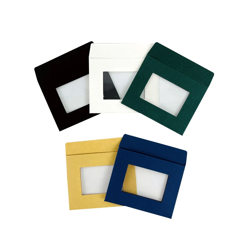 PVC window black envelope Custom Kraft Paper Envelope with Window Invitation VIP Card Packaging Silk napkin napkin accessories