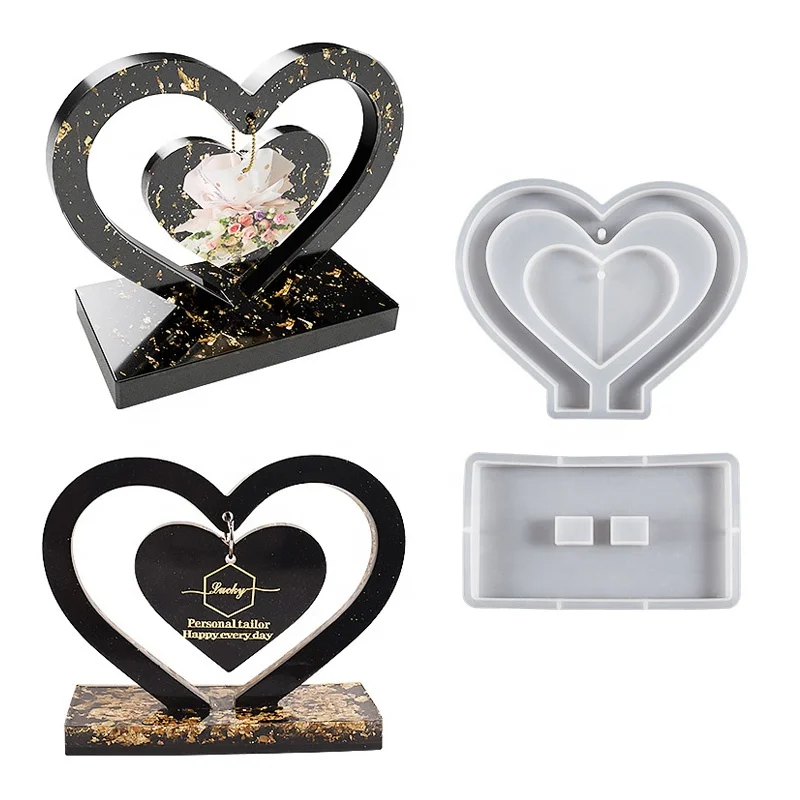 CARATTE Love Heart Silicone Mold for Photo Frame Epoxy Resin Silicone Picture Frame Mould for Home Decoration