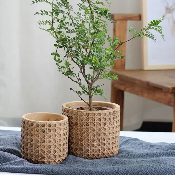 European style retro cement green flower pot for garden decoration