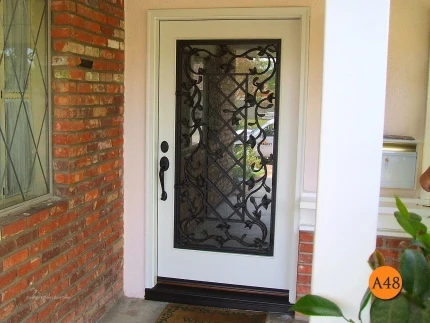 Custom Locks Glass Decoration Entry Doors Front Door Iron Wrought Fiberglass Exterior Door Hotel W37 Steel Graphic Design Modern