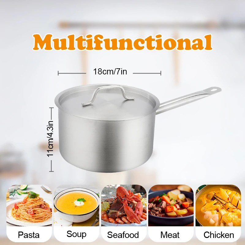 DaoSheng Commercial Restaurants Modern 20cm Polish Finished Stainless Steel with Cover Cooking Sauce Pot Saucepan
